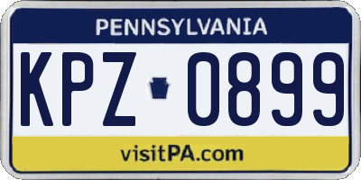 PA license plate KPZ0899