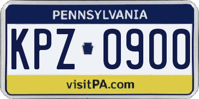 PA license plate KPZ0900
