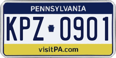 PA license plate KPZ0901