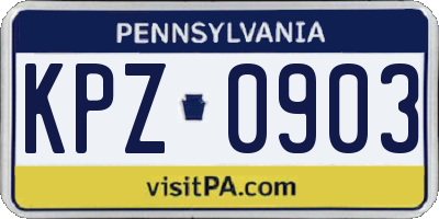 PA license plate KPZ0903