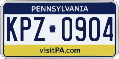 PA license plate KPZ0904