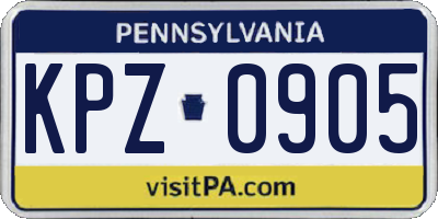 PA license plate KPZ0905
