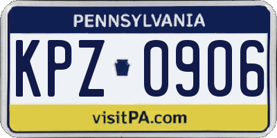 PA license plate KPZ0906