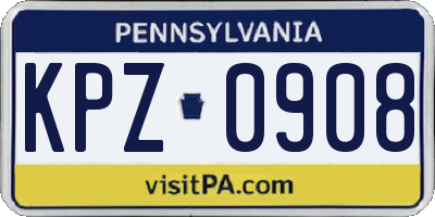 PA license plate KPZ0908