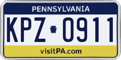 PA license plate KPZ0911