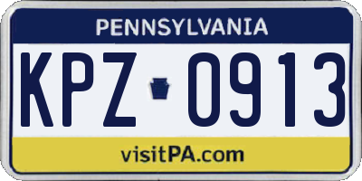 PA license plate KPZ0913
