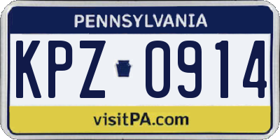 PA license plate KPZ0914