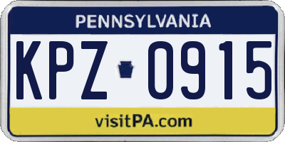 PA license plate KPZ0915