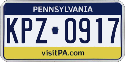 PA license plate KPZ0917