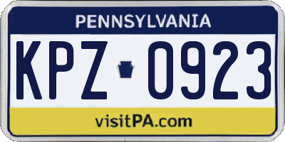 PA license plate KPZ0923