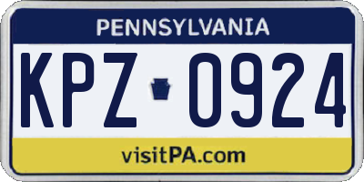 PA license plate KPZ0924