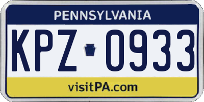 PA license plate KPZ0933