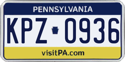 PA license plate KPZ0936