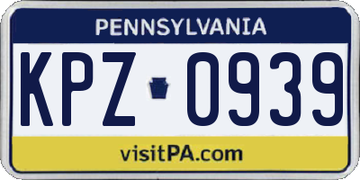 PA license plate KPZ0939