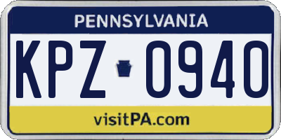 PA license plate KPZ0940