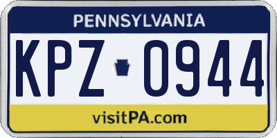 PA license plate KPZ0944