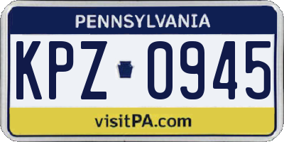 PA license plate KPZ0945