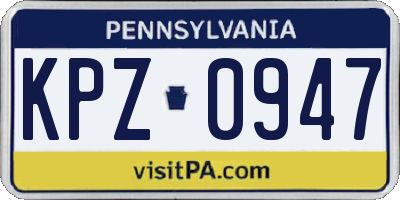 PA license plate KPZ0947