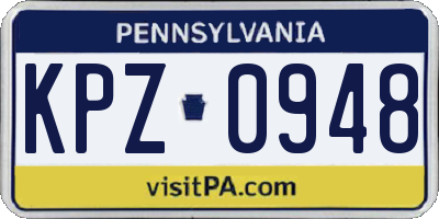 PA license plate KPZ0948