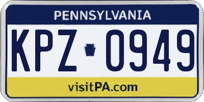 PA license plate KPZ0949
