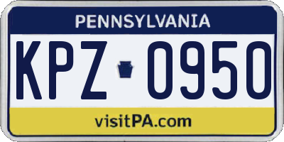 PA license plate KPZ0950