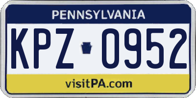 PA license plate KPZ0952