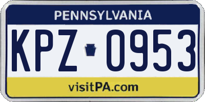 PA license plate KPZ0953