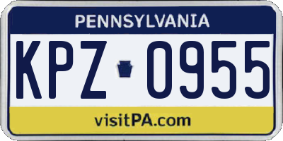 PA license plate KPZ0955