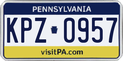 PA license plate KPZ0957