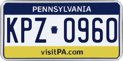 PA license plate KPZ0960