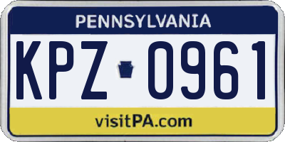 PA license plate KPZ0961