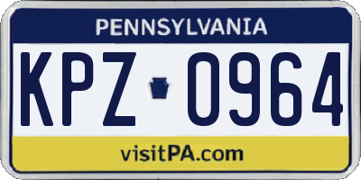 PA license plate KPZ0964