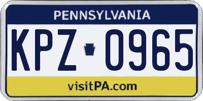 PA license plate KPZ0965