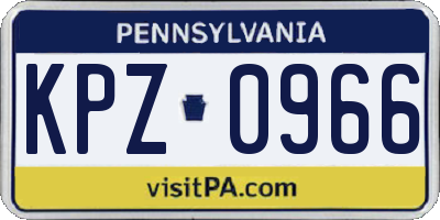 PA license plate KPZ0966
