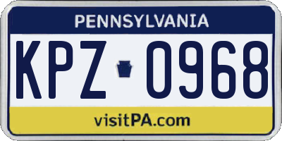 PA license plate KPZ0968