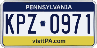 PA license plate KPZ0971