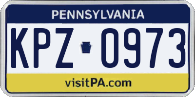 PA license plate KPZ0973