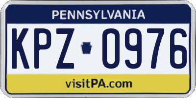 PA license plate KPZ0976