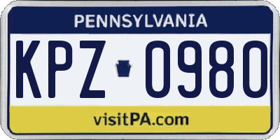 PA license plate KPZ0980