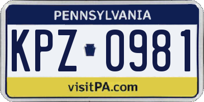 PA license plate KPZ0981