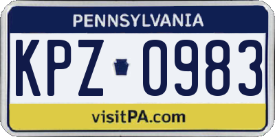 PA license plate KPZ0983