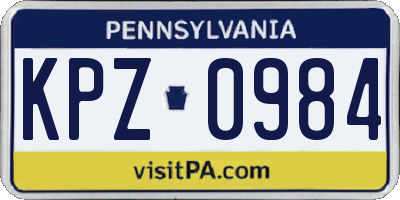 PA license plate KPZ0984