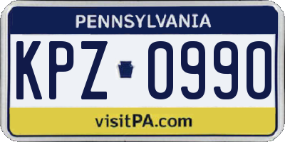 PA license plate KPZ0990