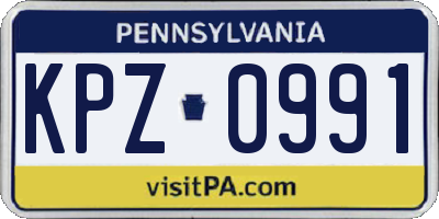 PA license plate KPZ0991