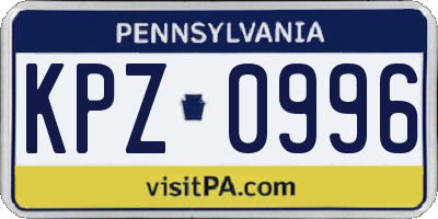 PA license plate KPZ0996