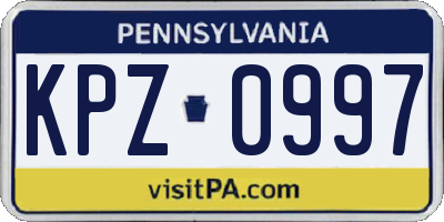 PA license plate KPZ0997
