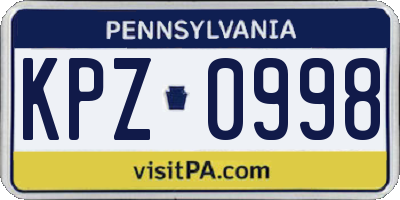 PA license plate KPZ0998