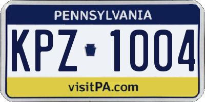 PA license plate KPZ1004