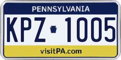 PA license plate KPZ1005