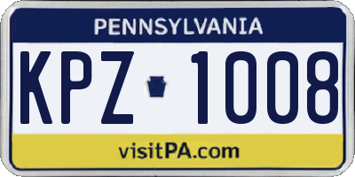 PA license plate KPZ1008